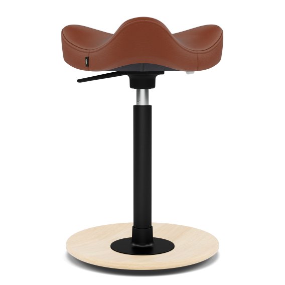 Varier Stokke Move Comapct Leder brau mit Holzteller